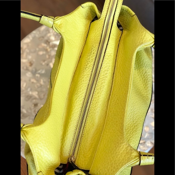 Kate Spade Bright Yellow Tote w/ Side Tassels and Striped Interior - Picture 9 of 10